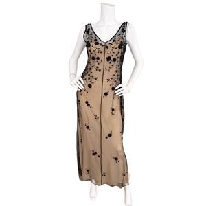 Tahari Vintage 90's Embroidered Mesh Slip Dress Whimsigoth Fairy NWT Size 8